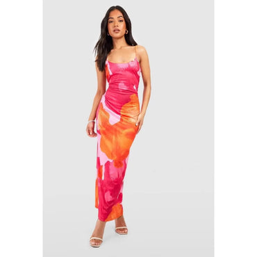 Faionable Sexy Strapl Slim Fit Long Dr Women's Clothing Summer Cross-Border Polyester Cotton Blend Print Midi Skirt