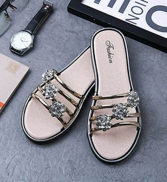 Sexy Women's Flat Flip Flops Fashion Casual Slippers Flower Lightweight Sandals