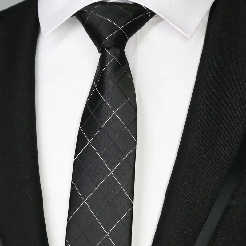 New Slim Narrow Skinny 6CM Mens Necktie Neck Ties For Man Plaids Polka Dot Striped Jacquard Cravat Business Party Corbatas