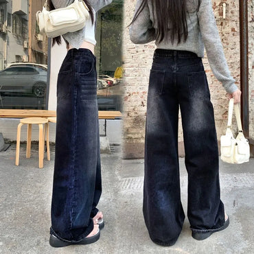 INS Style Straight Leg Y2K Jeans High Waist Loose Retro Jeans Women Autumn Baggy Denim Pants Streetwear