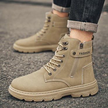 Men's British casual boots four seasons new soft-sole non-slip high-top boots fashion youth outdoor comfort sports tooling boots