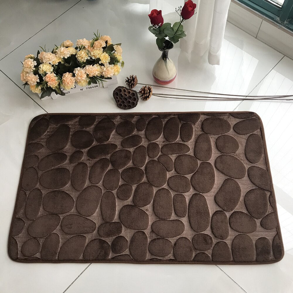 Bathroom Mat Absorbent Bath Carpet Non-slip Pebble Carpets Memory Foam Washable Rug Toilet Floor Mat Shower Carpets Set