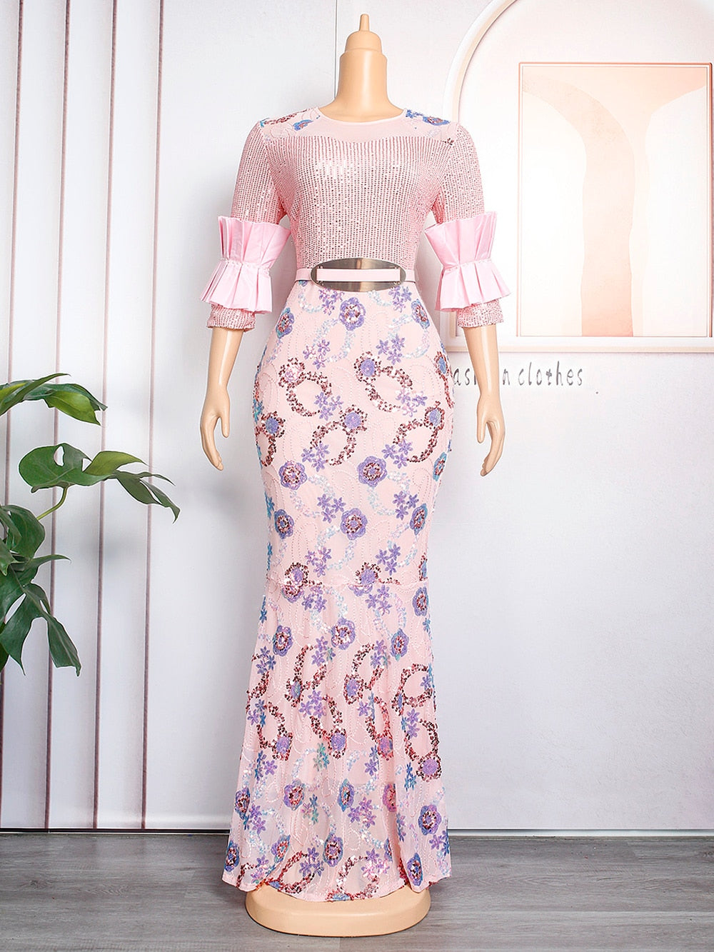 MD African Women Plus Size Evening Dresses Wedding Party Long Luxury Sequin Gown Bodycon Mermaid Dress Ankara Ladies Clothing
