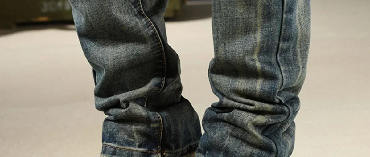 Male Cowboy Pants Skinny Low Rise Jeans for Men Motorcycle Slim Fit Trousers 90s Streetwear Straight Tight Pipe Retro Casual Xs