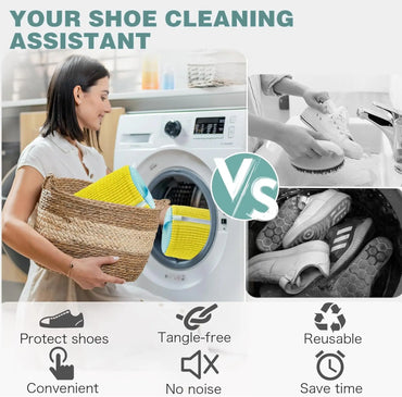 Machine Washable Shoe Washing & Drying Bag with Soft Fiber - Durable Polyester Laundry Protector for Shoes Adjustable Strap