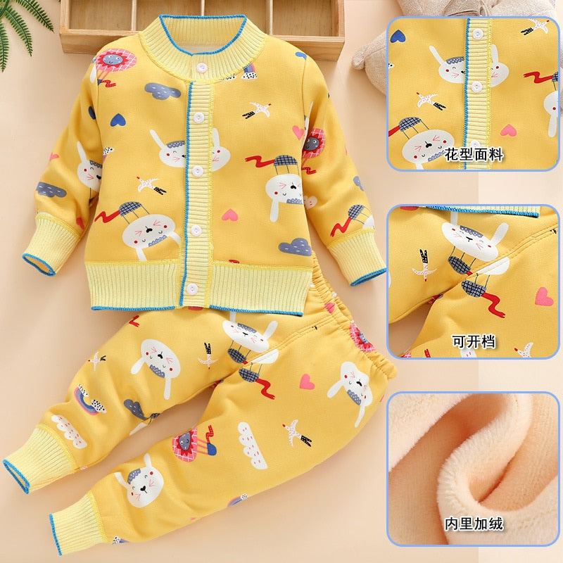 Baby Clothes Sets Boys Girls Cotton Outfit Knit Clothing Suit Kids Girls Knitted Jacket+Pants 2Pcs