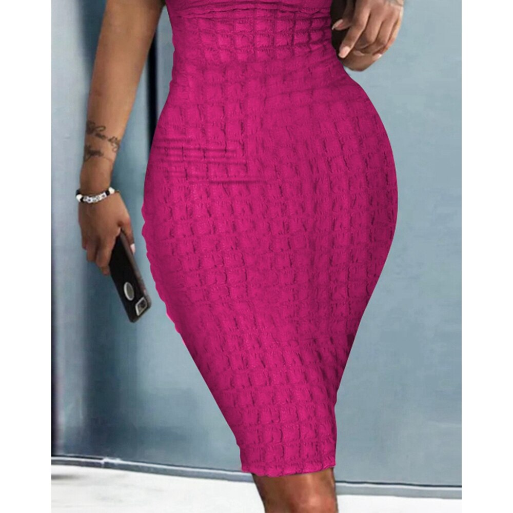 Sexy Women U-Neck Sleeveless Textured Bodycon Tank Dress Summer Casual Ruched Short New in Dress Elegant Work Outfits 2023