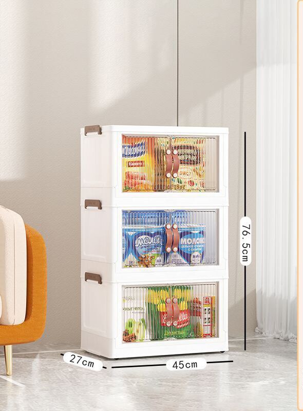 Large Capacity Stackable Storage Bins Double Door Open Save A Space Travel Organizer with Wheels Folding Wardrobe Containers