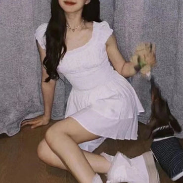 Summer Dress White Sleeveless Fashion Commute Elegant Ruffles Casual Homecoming Party Dresses For Women Clothes For Women