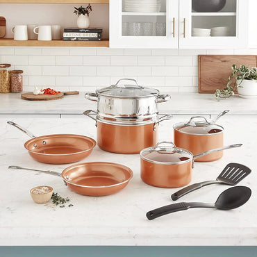 10Pc Pots and Pans Set Nonstick Cookware Set Copper