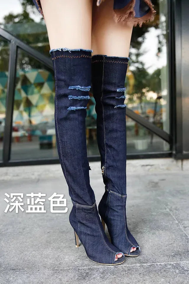 Boots Women Thigh High Boots Winter Women Boots High Heels Women Shoes tassel jean boot ladies shoes Good service 2023