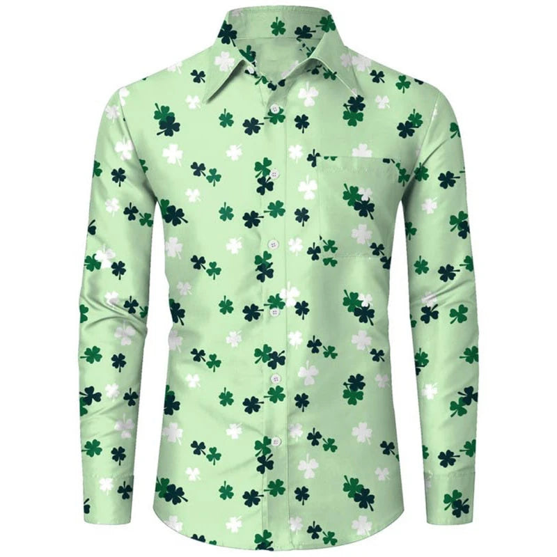 Men's shirt pattern shirt 3D printed shirt outdoor street long sleeved V-neck clothing fashion designer casual and comfortable
