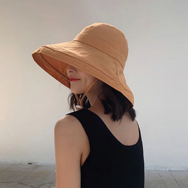 Wide Brim Anti-UV Fisherman's Hat Women Outdoor Hiking Camping Beach Sun Protection Hats Woman 2026 Summer Adjustable Bucket Hat