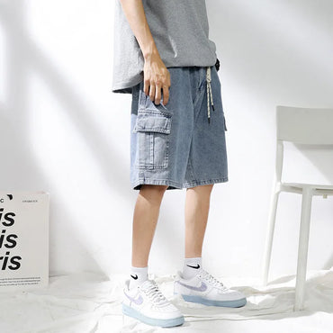 2025 New Denim Shorts for Men's Summer, Thin, Loose, Breathable, Pentagram Pants, Trendy, Versatile, Casual, Mid length, Versati