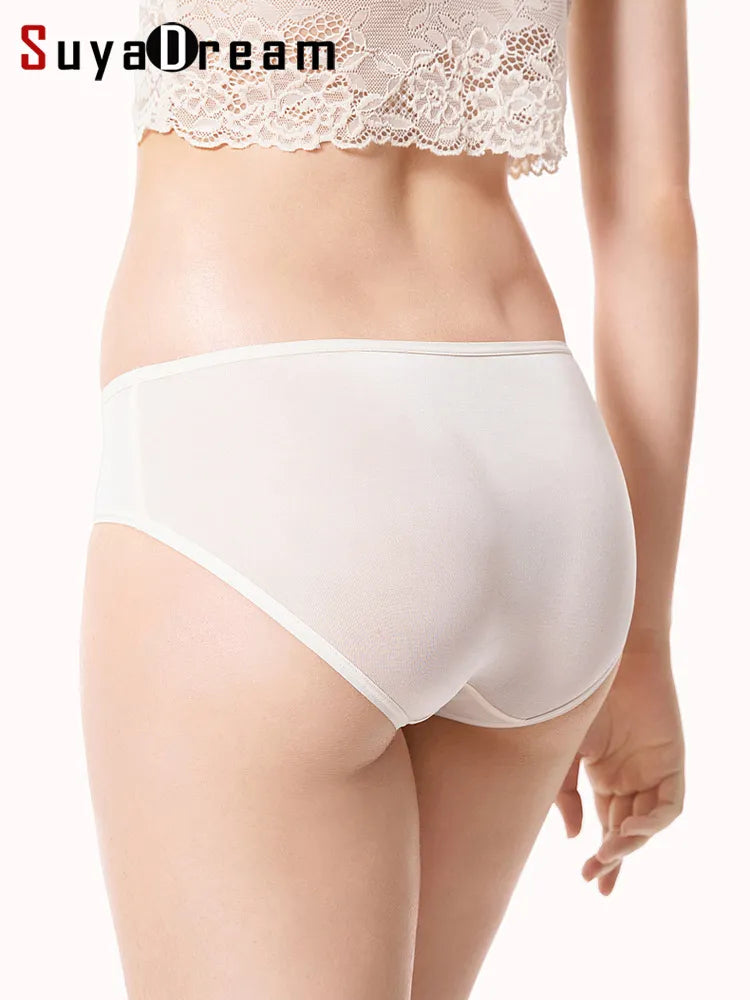 SuyaDream 3pcs/lot Women Panties 100%Natural silk Low-rise Briefs