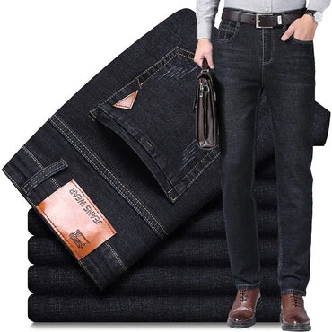 Spring Mens Black Blue Pants Pure Color Stretch Jeans Street Casual Slim Fit Trousers Male Vintage Wash Skinny Jeans for Men