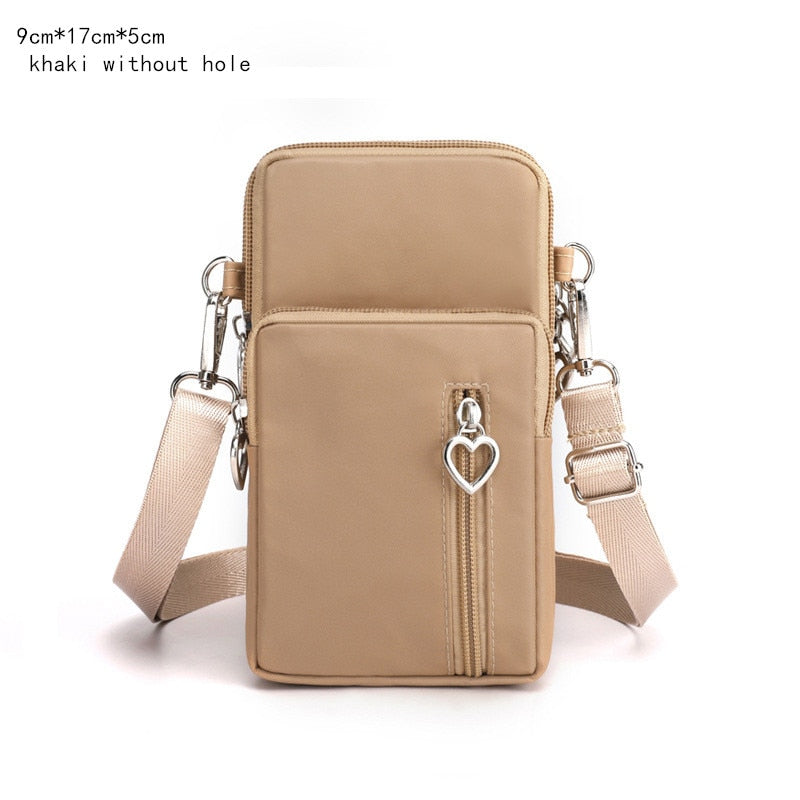 Women's Mini Shoulder Bag Oxford Waterproof Handbag Wrist Pouch Wallet Sports Cell Mobile Phone Bag Crossbody Bags for Girls
