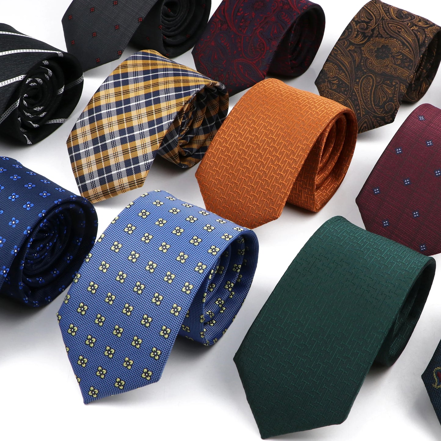 New Style Fashion Jacquard Paisley Striped Necktie For Men 7cm Dark Blue Black Formal Business Party Skinny Slim Cravat Tie Gift