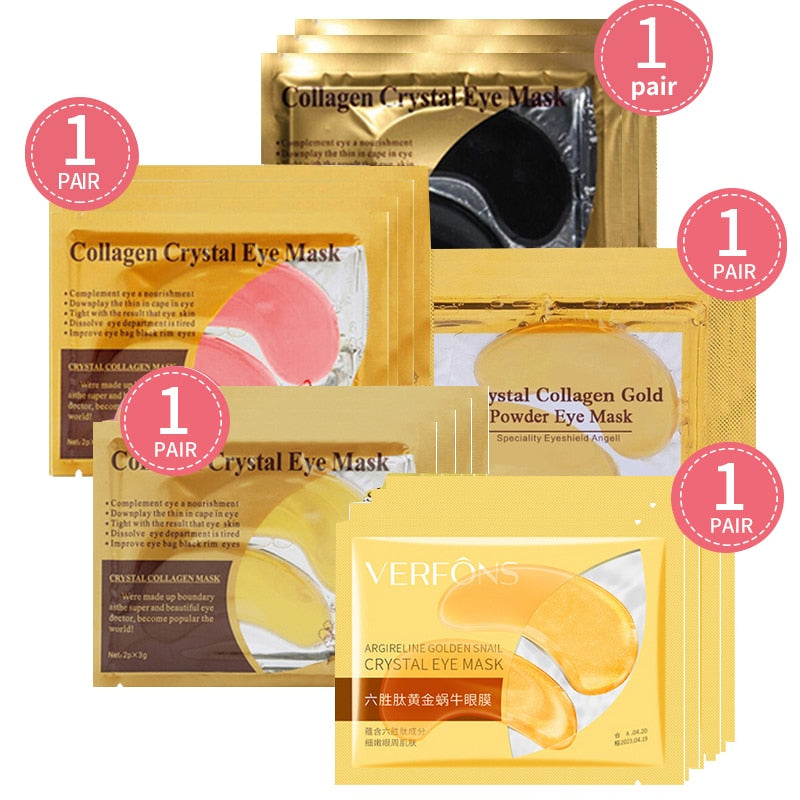 10pcs=5pair Black Collagen Eye Mask Crystal Eyelid Patch Anti Wrinkle Moisture