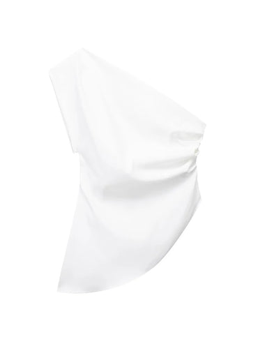 Asymmetric T-shirt New Women's Fashion Trend Spicy Girl Celebrity Temperament Off Shoulder Top