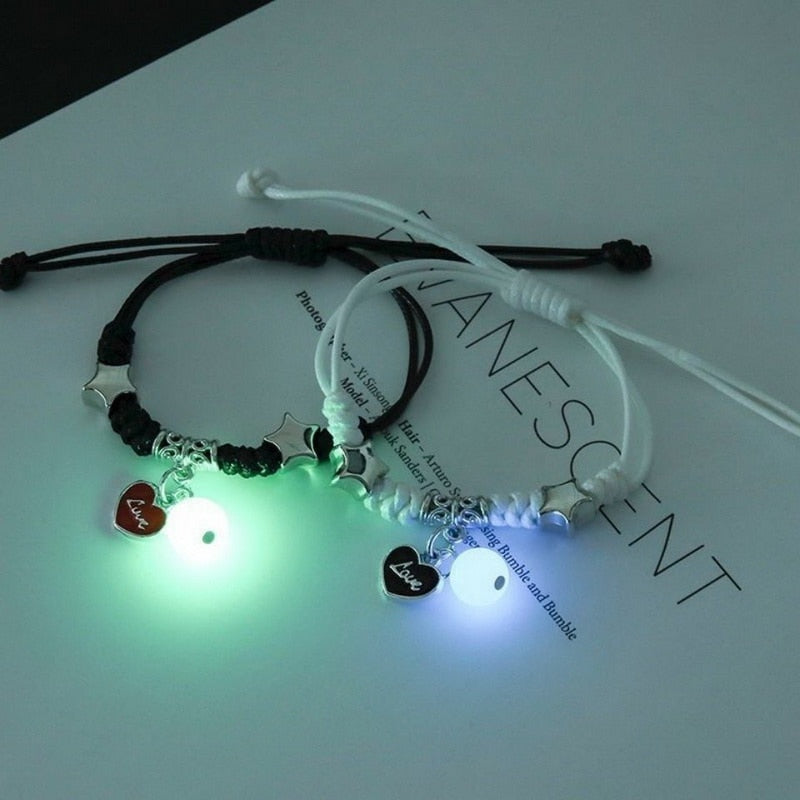 2023 Luminous Cat Star Moon Bracelet Couple Charm Handmade Adjustable Rope