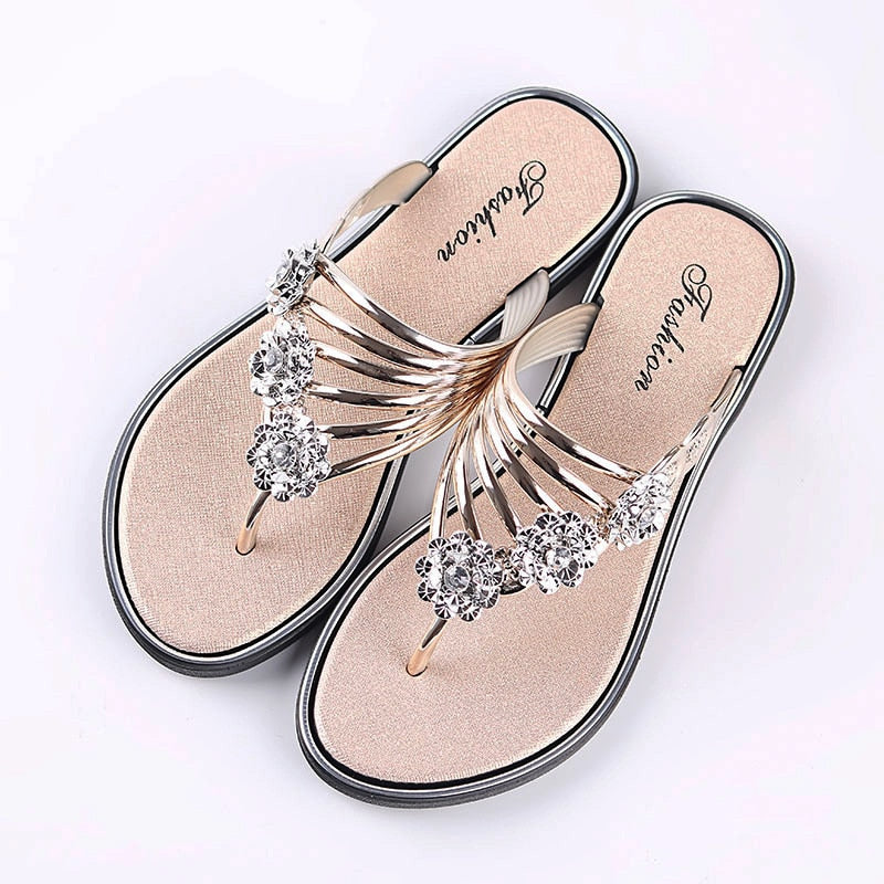 Sexy Women's Flat Flip Flops Fashion Casual Slippers Flower Lightweight Sandals