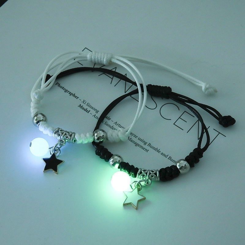 2023 Luminous Cat Star Moon Bracelet Couple Charm Handmade Adjustable Rope