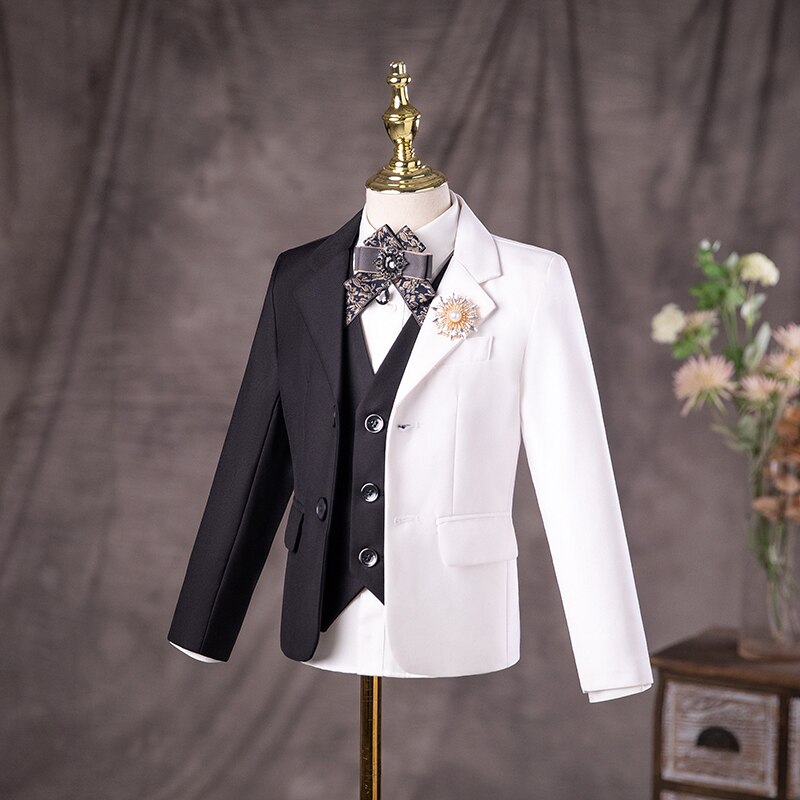 Boys Wedding Suit Children Stage Performance Formal Suit Flower Kids School Graduation Party Set Girl Piano Ceremony Costume