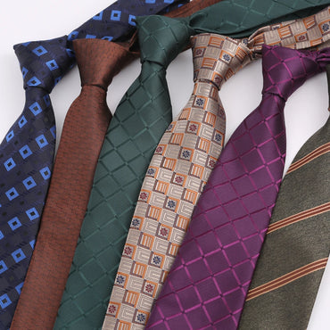 Luxury 8CM Mens Ties Necktie Solid Twill Stripes Plaids Ties For Man Groom Neck Tie For Business Party