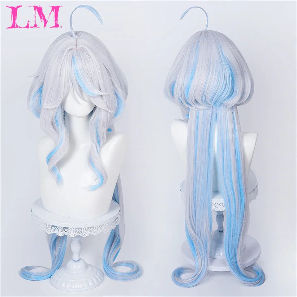 LM Synthetic Black Wig with Long Ponytail Short Straight Wig Lolita Cosplay Party Harajuku Blonde Wig With Bangs for Women