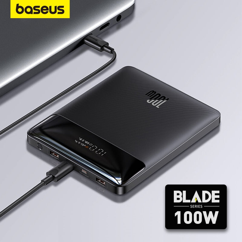 Baseus 100W Power Bank 20000mAh Type C PD Fast Charging Powerbank Portable External Battery Charger for Notebook with 100W Cable