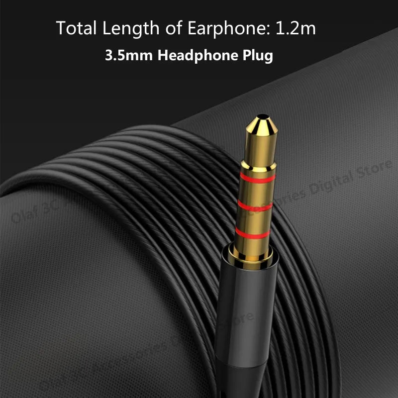 OLAF 3.5mm Wired Headphones In Ear Headset Wired Earphones with Microphone Bass Stereo Earbuds Sports In-line Control For Phones