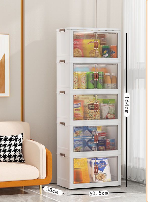 Large Capacity Stackable Storage Bins Double Door Open Save A Space Travel Organizer with Wheels Folding Wardrobe Containers