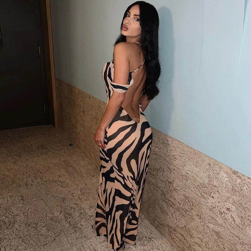 Long Backless Dress Maxi Sexy Bodycon Evening Club Vacation Dress Wome