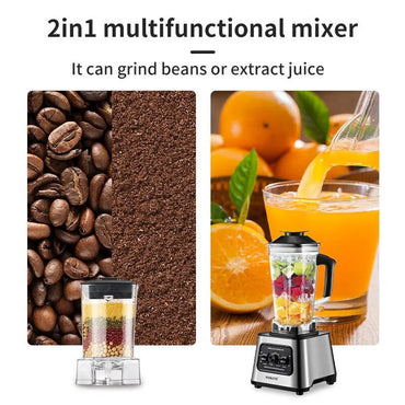 Multi-Function Professional Blender, Professional-Grade 6000W, 2.5 liters Low-Profile Container, Silver, Self-Cleaning