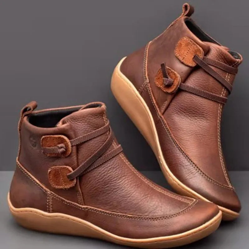 New Autumn And Winter shoes Boots British Wind Retro Boots High Quality PU Waterproof Warm Women's Booties Mujer Botas