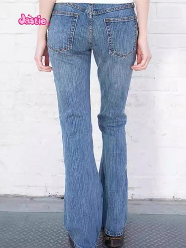 Versatile Women's Jeans Bootcut Pants 90'S Jeans Women Streetwear Hot Girl Slim Trousers Low Waist Zipper Pocket Long Pants