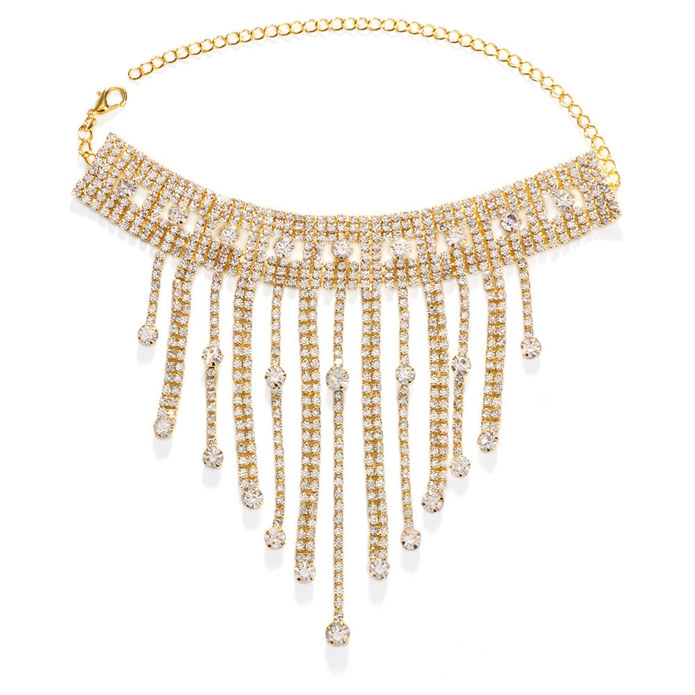 1PC Stonefans Full Rhinestone Tassel Adjustable Ankles Foot Chain Jewelry for Women Crystal Anklets