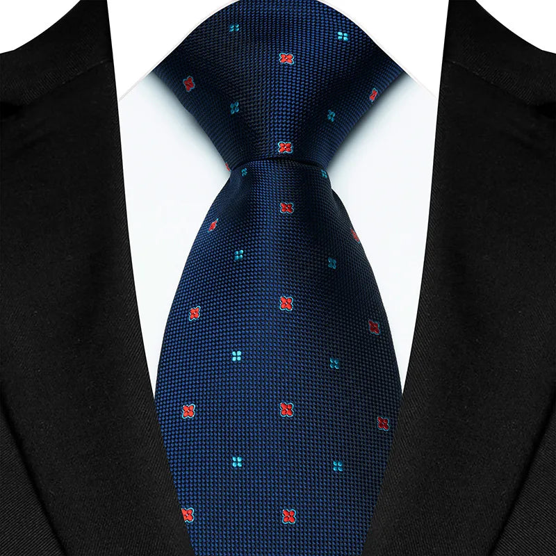 Luxury Men's Necktie 8cm Navy Blue Color Tie Jacquard Neck Ties for Man Business Wedding Party Gift