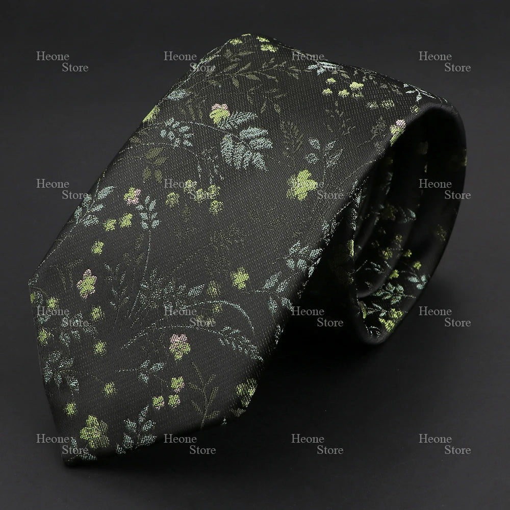 Novelty Men's Tie Floral Rose Constellation Designed Wave Lines Pattern Red Blue Green Neckties Fit Party Dinner Wedding Cravat