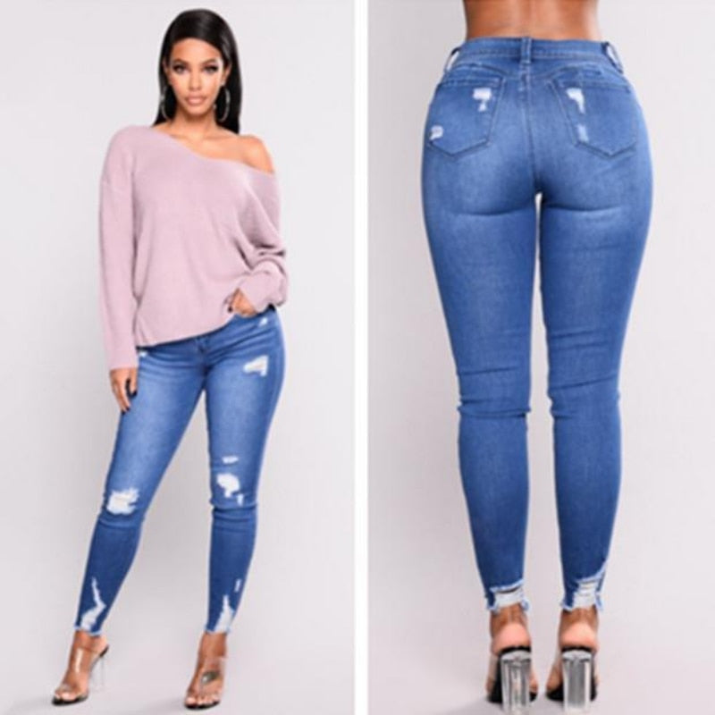 Invisible Zipper Open Crotch Pants Fashion Elastic Ripped Jeans Women Ladies Pants Trousers Sexy Peach Hip Retro Denim Sex Pants