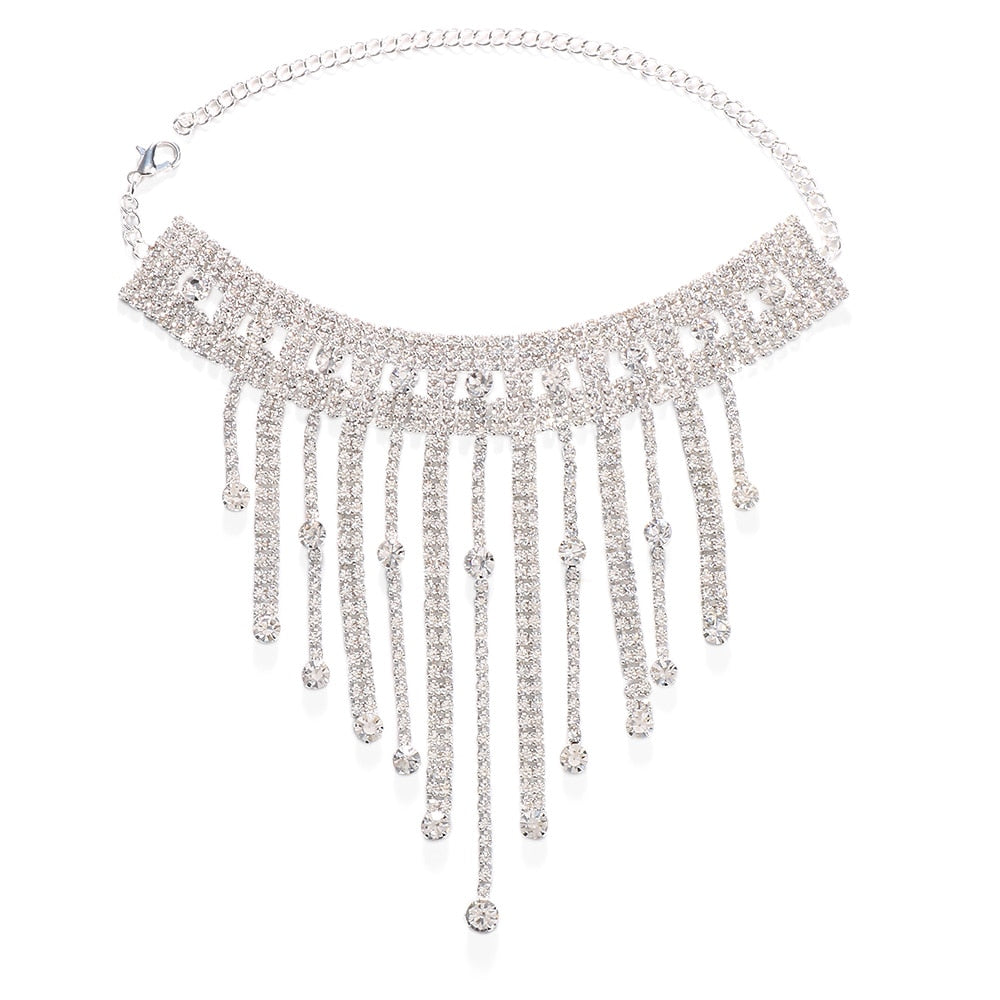 1PC Stonefans Full Rhinestone Tassel Adjustable Ankles Foot Chain Jewelry for Women Crystal Anklets