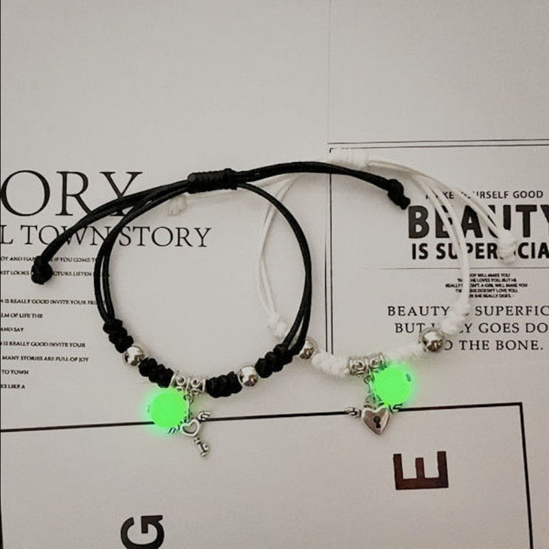 2023 Luminous Cat Star Moon Bracelet Couple Charm Handmade Adjustable Rope