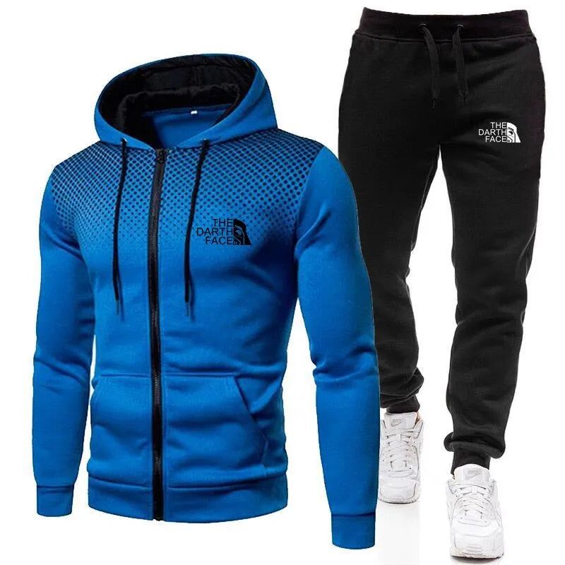 Spring and autumn new men's suit casual sportswear zippered hoodie+trousers two-piece fleece hoodie jacket men's sportswear