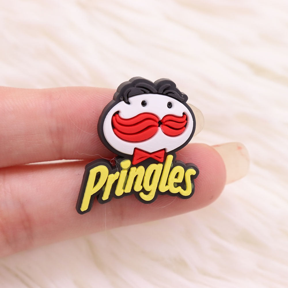 Single Sale 1pcs Pizza Chips Drink Cookies Shoe Charms Accessories Decorations PVC Croc jibz Buckle for Kids Party Xmas Gifts