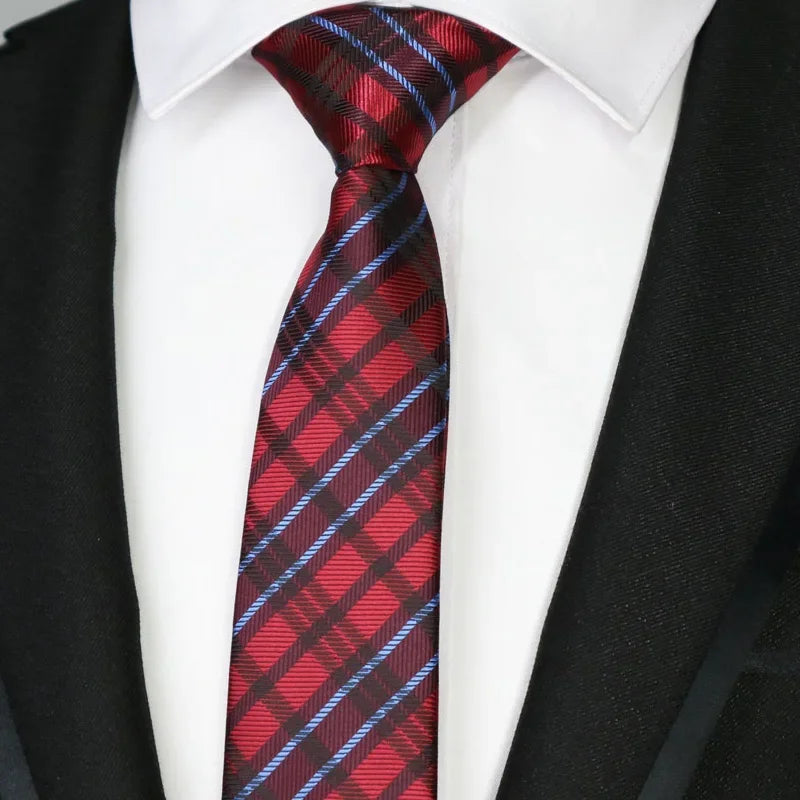 New Slim Narrow Skinny 6CM Mens Necktie Neck Ties For Man Plaids Polka Dot Striped Jacquard Cravat Business Party Corbatas