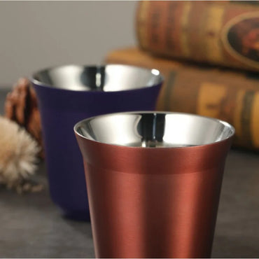 Double Wall Insulated Stainless Steel Espresso Cup Capsule Coffee Mug Metal Drinking Demitasse Cup For Home Indoor or Outdoor