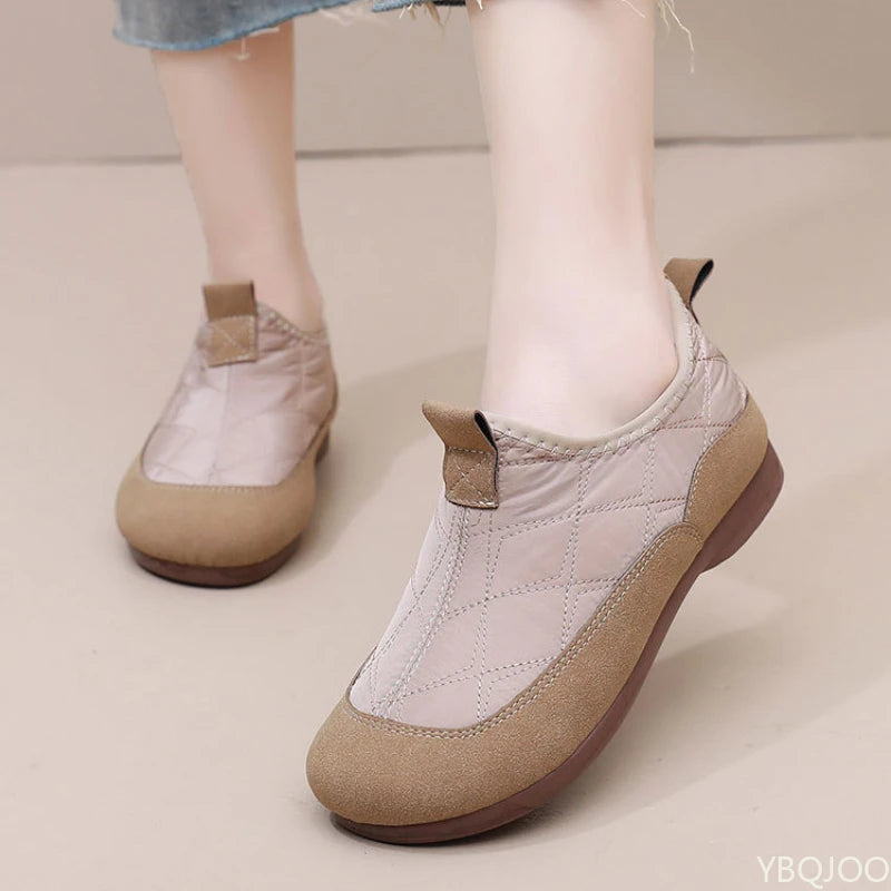 Winter Warm Women Soft Soled Cotton Shoes Anti Slip Casual Flat Bottom Casual Lazy Cotton Shoes One Step Stepping Zapatos Mujer