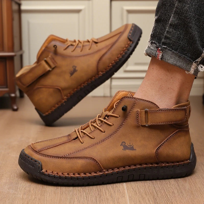 Women's Handmade Leather Casual Shoe Fashion Ankle Boots Business Outdoor Shoes Soft Homme Classic Ankle Non-slip Flats Moccasin
