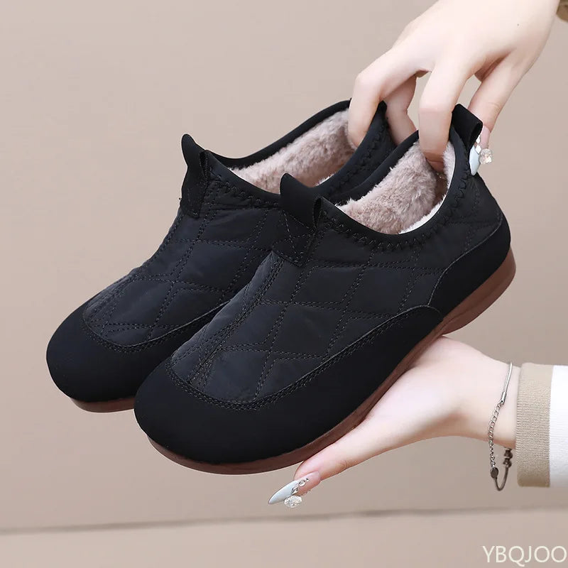 Winter Warm Women Soft Soled Cotton Shoes Anti Slip Casual Flat Bottom Casual Lazy Cotton Shoes One Step Stepping Zapatos Mujer